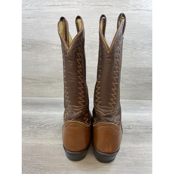 Vintage Tony Lama Men's Brown Leather Sz 9 Pull On Riding Cowboy Western Boot - Picture 4 of 16